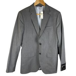 Banana Republic Gray Pinstripe Tailored Slim Fit‎ Double Button Blazer Size 38